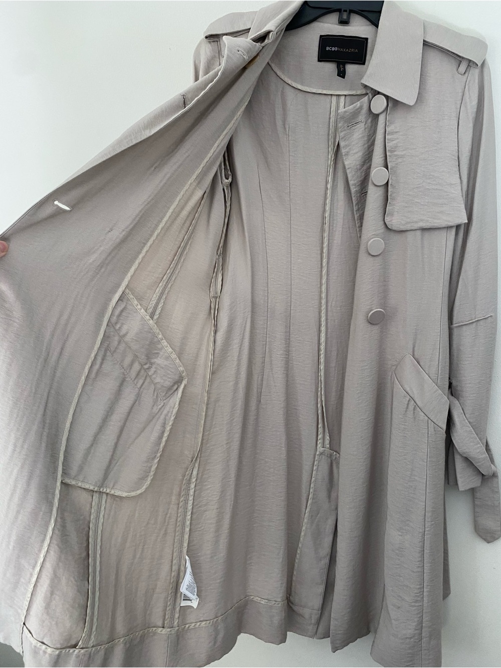 NWOT Gorgeous Feminine BCBG MaxAz. Lightweight Taupe Dress-Trench Coat
